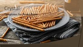  Presentation with salty - Beautiful PPT theme featuring salty-sticks-crunchy-pretzels backdrop and a coral colored foreground
