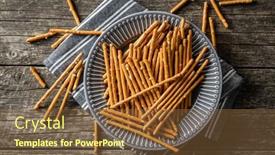  Presentation with salty - Presentation design featuring salty-sticks-crunchy-pretzels background and a tawny brown colored foreground
