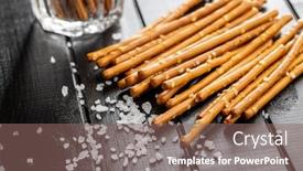  Presentation with salty - Presentation having salty-sticks-crunchy-pretzels background and a violet colored foreground