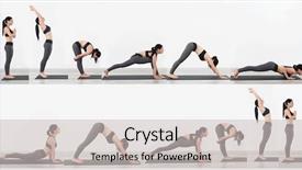  Presentation with woman sport - Presentation theme featuring awana - young woman practicing yoga white background and a light gray colored foreground