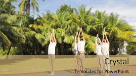  Presentation with healthy lifestyle - Slides featuring salute pose over natural exotic background and a coral colored foreground