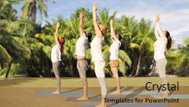  Presentation with healthy lifestyle - Cool new slide deck with salute pose over natural exotic backdrop and a gold colored foreground