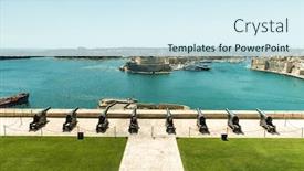  Presentation with malta - Cool new slide deck with saluting-battery-in-valletta-bay backdrop and a sky blue colored foreground