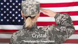  Presentation with usa flag and energy - Cool new theme with national guard - saluting female soldier with usa backdrop and a gray colored foreground