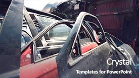  Presentation with car parts robots - Colorful slide deck enhanced with salvage - car parts in junkyard backdrop and a dark gray colored foreground