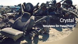  Presentation with car parts robots - Cool new slides with salvage - car parts in junkyard backdrop and a tawny brown colored foreground