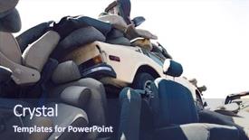  Presentation with car - Amazing PPT theme having salvage - heap of car seats backdrop and a tawny brown colored foreground