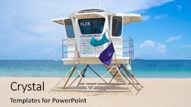  Presentation with lifesaver - Presentation theme featuring salvage - lifesaver hut at fort lauderdale background and a lemonade colored foreground