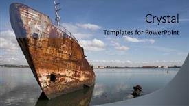  Presentation with old ship - PPT theme enhanced with salvage - old fishing ship background and a teal colored foreground