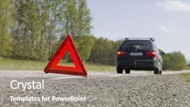  Presentation with triangle - Colorful PPT theme enhanced with salvage - warning triangle in front backdrop and a  colored foreground