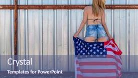  Presentation with american flag - Audience pleasing slide deck consisting of salvage yard - beautiful blonde model posing backdrop and a  colored foreground