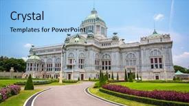  Presentation with throne - Slide set with samakhom throne hall in thai background and a light blue colored foreground
