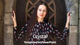  Presentation with gothic castle - Theme featuring samara - close up portrait young beautiful background and a wine colored foreground