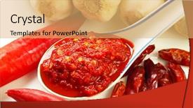  Presentation with sambal hot sauce - Audience pleasing theme consisting of indonesian food - sambal backdrop and a yellow colored foreground