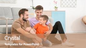  Presentation with adoption - Beautiful theme featuring same - homosexual male couple with foster backdrop and a coral colored foreground