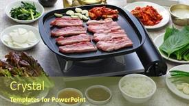  Presentation with korean bbq - Amazing slides having samgyeopsal-grilled-pork-belly-bbq backdrop and a tawny brown colored foreground