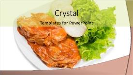  Presentation with korean food - Slide set having samgyeopsal popular korean dishes raw of chicken with spices cooked on the grill for roasting participants meal from a series of food korean cuisine background and a yellow colored foreground