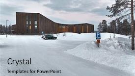  Presentation with cultural center - Presentation design enhanced with sami parliament and cultural center background and a light gray colored foreground