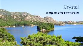  Presentation with north korea - PPT theme having samil-samil-po-lake-kangwon background and a sky blue colored foreground