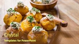  Presentation with butter - Audience pleasing slide set consisting of samll-oven-baked-potatoes backdrop and a tawny brown colored foreground