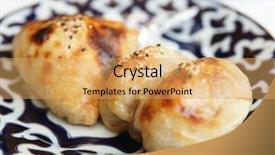  Presentation with food - Colorful slide set enhanced with samosa stuffed bun uzbek food backdrop and a yellow colored foreground