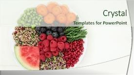  Presentation with fruit melon - Beautiful presentation design featuring samphire berry fruit and melon backdrop and a sky blue colored foreground