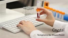  Presentation with sample - PPT theme consisting of medical specimen - scientist entering data of blood background and a  colored foreground