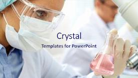  Presentation with sample - Cool new presentation theme with sample of liquid in laboratory backdrop and a sky blue colored foreground