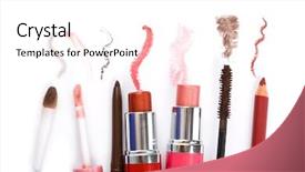  Presentation with makeup products - Colorful presentation enhanced with sample products - colorful makeup collection backdrop and a  colored foreground