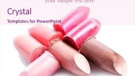  Presentation with different - Audience pleasing slide deck consisting of sample products - several different lipsticks isolated backdrop and a lemonade colored foreground