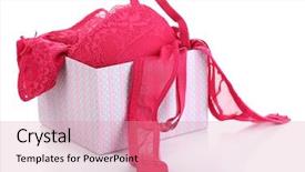  Presentation with sample - Presentation theme with sample size - woman lingerie in gift box background and a coral colored foreground