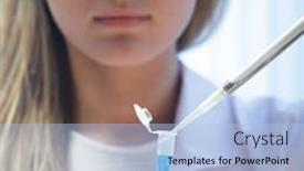  Presentation with pipette - Colorful PPT theme enhanced with sample tubes in female hands and pipette backdrop and a light blue colored foreground