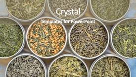  Presentation with green tea - Colorful presentation theme enhanced with sampler - top view of loose backdrop and a coral colored foreground