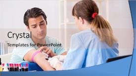  Presentation with blood test - Theme enhanced with samples - young patient during blood test background and a coral colored foreground