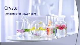  Presentation with perfume - Presentation design consisting of samples and flowers on table background and a sky blue colored foreground