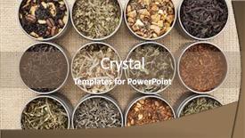  Presentation with loose leaf tea - PPT theme having samples of loose leaf green background and a coral colored foreground
