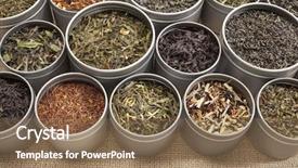  Presentation with tea samples - Beautiful presentation featuring samples of loose leaf green white black red and herbal tea in metal cans on canvas background backdrop and a violet colored foreground