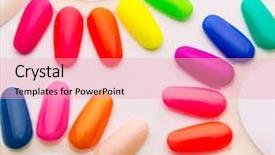  Presentation with nail - Amazing PPT theme having samples of nail varnishes backdrop and a lemonade colored foreground
