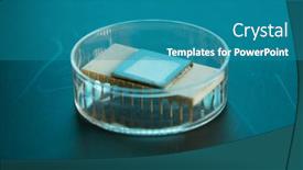  Presentation with electronics laboratory - Amazing slide set having samples-of-semiconductor-microcircuits backdrop and a teal colored foreground