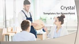  Presentation with cabinetmaker - Presentation theme enhanced with samples while discussing its characteristics background and a  colored foreground