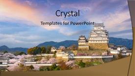  Presentation with samurai - Theme with samurai - himeji japan at himeji castle background and a teal colored foreground