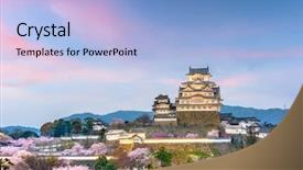  Presentation with castle - Theme enhanced with samurai - himeji japan at himeji castle background and a light blue colored foreground
