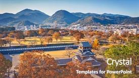  Presentation with japan samurai - Colorful slide set enhanced with samurai - kumamoto castle turret backdrop and a tawny brown colored foreground