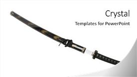  Presentation with samurai - Beautiful presentation design featuring samurai sword isolated on white backdrop and a white colored foreground