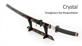  Presentation with samurai - Colorful presentation theme enhanced with samurai sword on a stand backdrop and a white colored foreground
