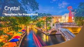  Presentation with walk - Beautiful slides featuring san antonio texas usa cityscape backdrop and a teal colored foreground