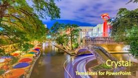  Presentation with san antonio - Slide deck featuring san antonio texas usa cityscape background and a tawny brown colored foreground