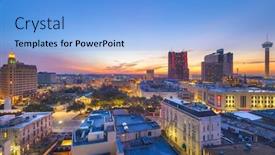  Presentation with san antonio - PPT theme having san-antonio-texas-usa-skyline background and a light blue colored foreground