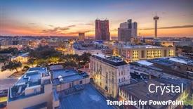  Presentation with san antonio - PPT theme enhanced with san-antonio-texas-usa-skyline background and a ocean colored foreground