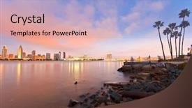  Presentation with night - PPT theme having san diego at night background and a light blue colored foreground